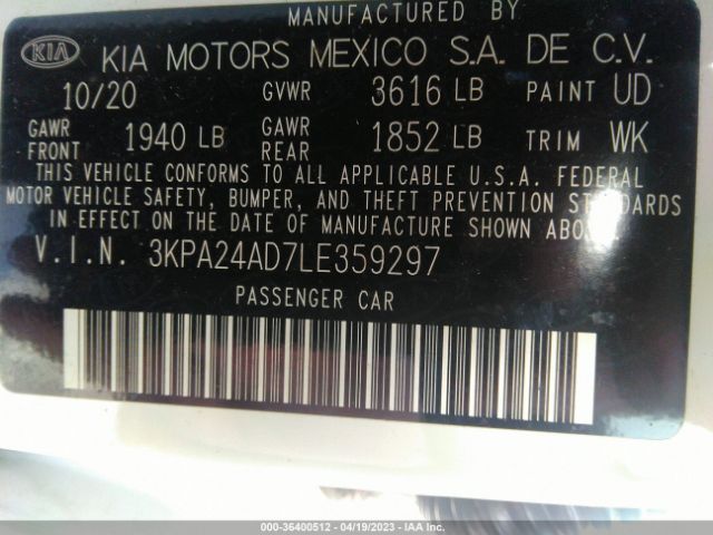 3KPA24AD7LE359297 KIA RIO LX
