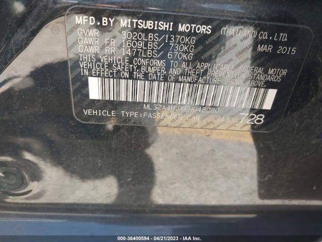 ML32A4HJXFH048080 Mitsubishi Mirage Es/rf