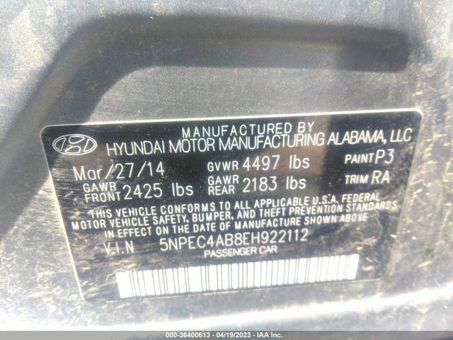 Hyundai SONATA SE 2014 5NPEC4AB8EH922112 Image 9