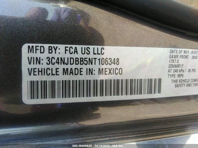 3C4NJDBB5NT106348 Jeep Compass Latitude
