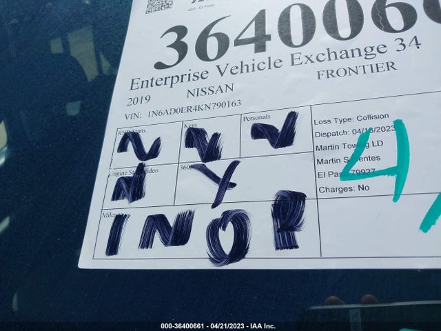 Nissan Frontier Sv 2019 1N6AD0ER4KN790163 Image 7