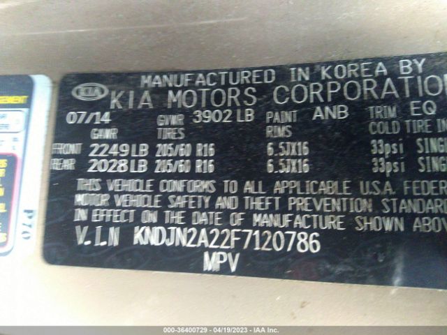 KNDJN2A22F7120786 KIA Soul Base