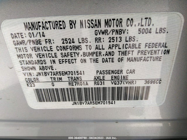 JN1BV7AR5EM701541 Infiniti Q50 Premium