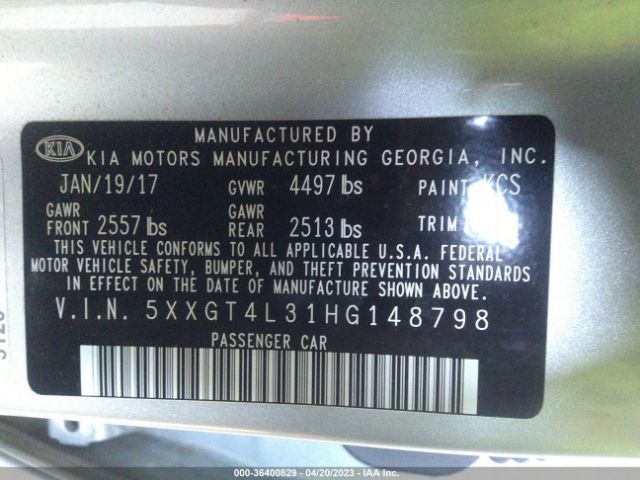 5XXGT4L31HG148798 KIA Optima Lx