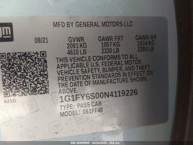 2022 Chevrolet Bolt EUV, VIN: 1G1FY6S00N4119226