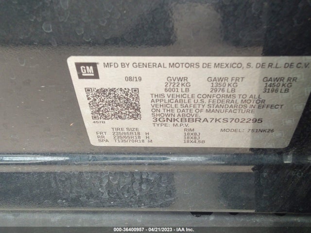 Chevrolet BLAZER 2019 3GNKBBRA7KS702295 Image 10
