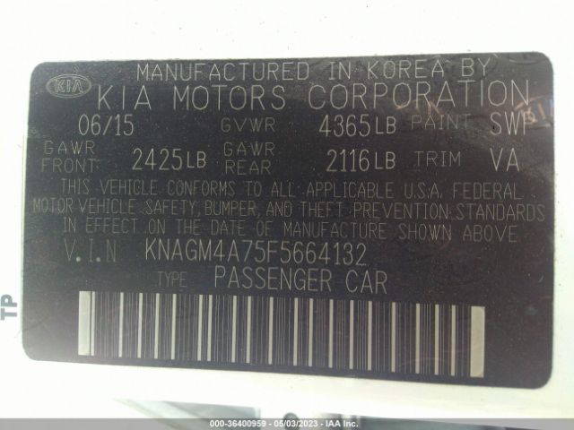 KNAGM4A75F5664132 KIA Optima Lx