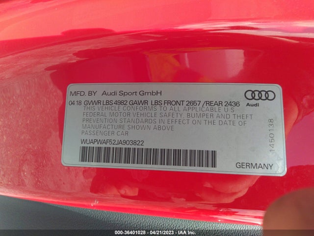 2018 Audi RS 5, VIN: WUAPWAF52JA903822