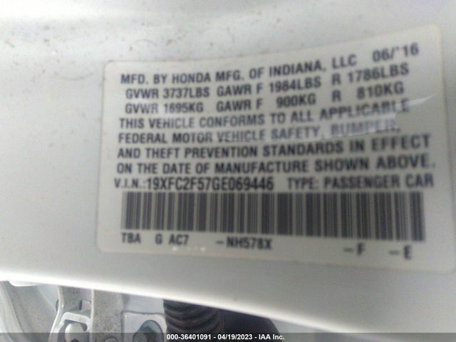 Honda Civic Sedan Lx 2016 19XFC2F57GE069446 Image 9