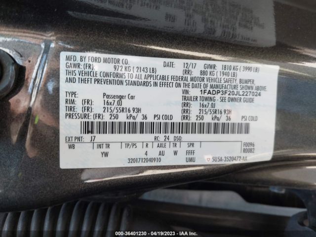 1FADP3F20JL227024 Ford FOCUS SE