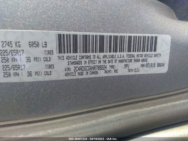 2C4RDGCGXHR789224 Dodge Grand Caravan Sxt