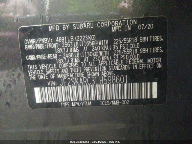 JF2SKARC3LH598601 Subaru Forester Sport