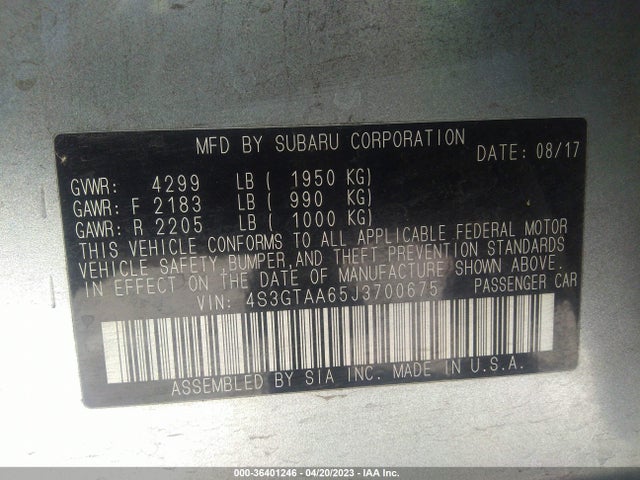 4S3GTAA65J3700675 Subaru Impreza