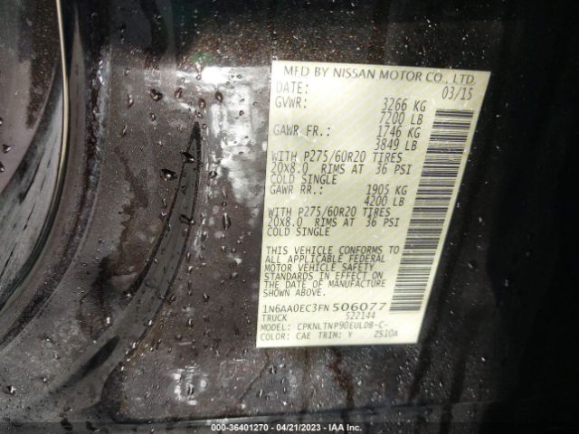 1N6AA0EC3FN506077 Nissan TITAN SV