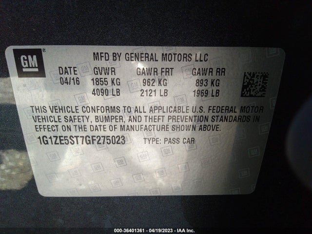 Chevrolet MALIBU LT 2016 1G1ZE5ST7GF275023 Image 11