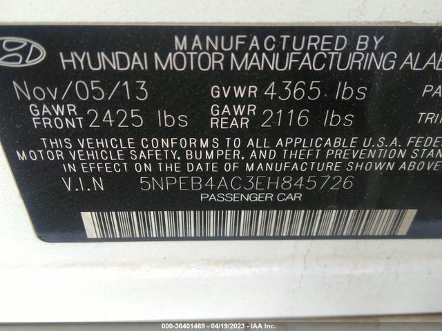 Hyundai SONATA GLS 2014 5NPEB4AC3EH845726 Image 9
