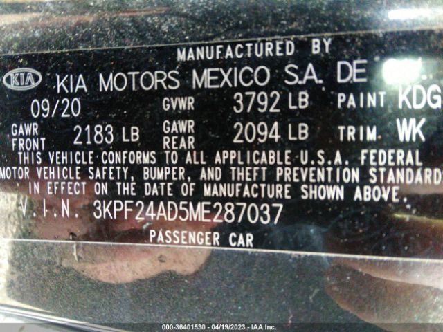 3KPF24AD5ME287037 KIA Forte Lxs
