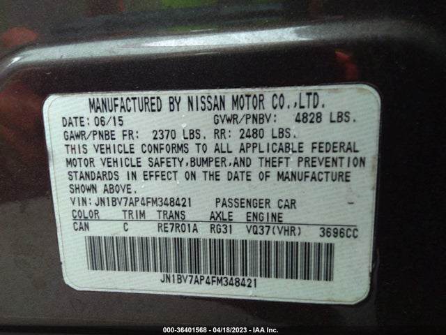 Infiniti Q50 Premium 2015 JN1BV7AP4FM348421 Image 11