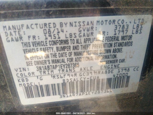 3N1AB7AP1EY287366 Nissan SENTRA S
