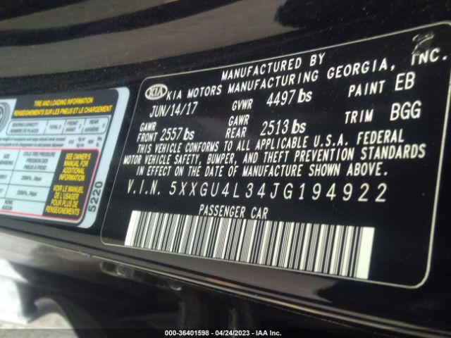 5XXGU4L34JG194922 KIA OPTIMA EX