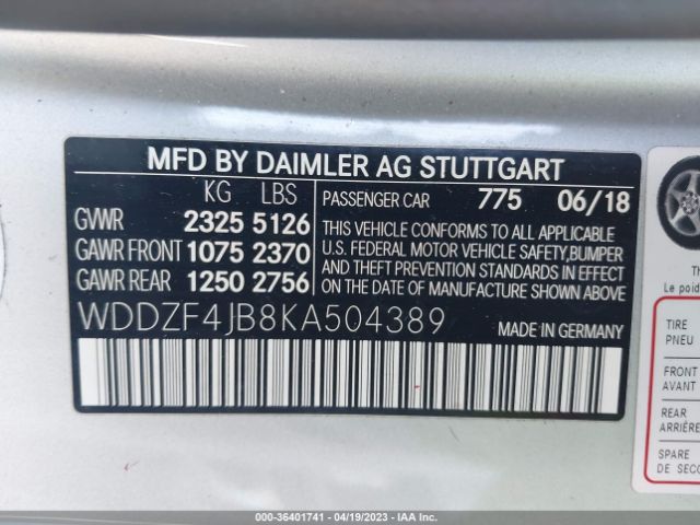 WDDZF4JB8KA504389 Mercedes-Benz E-class E 300