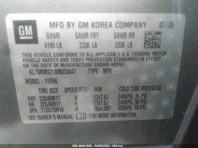 Chevrolet Trailblazer Ls 2021 KL79MMS21MB033047 Image 10