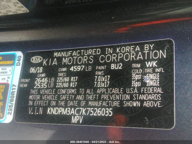 KNDPM3AC7K7526035 KIA Sportage Lx