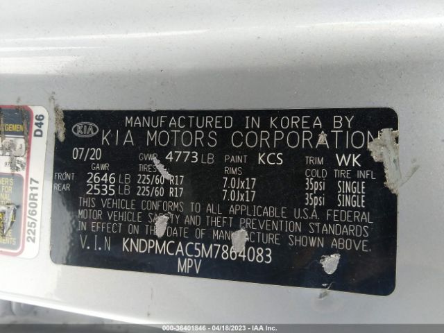 KNDPMCAC5M7864083 KIA Sportage Lx
