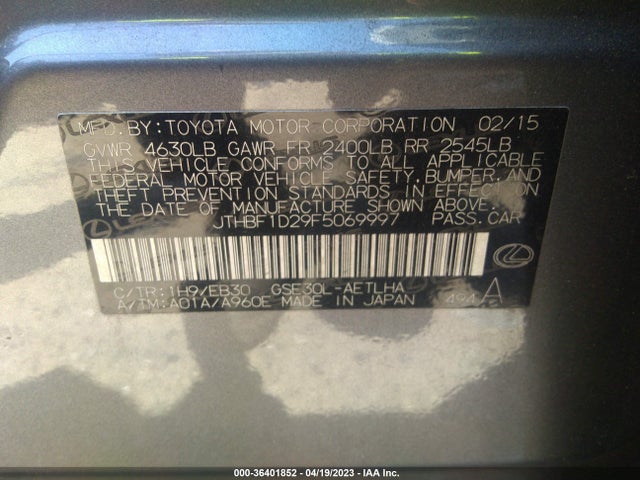Lexus IS 250 2015 JTHBF1D29F5069997 Image 10