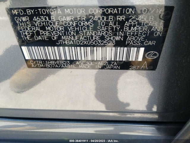 JTHBA1D2XG5032523 Lexus IS 200T