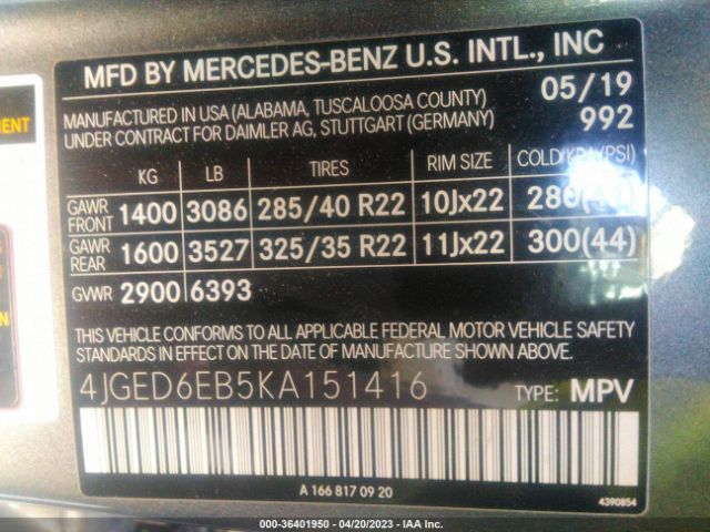 4JGED6EB5KA151416 Mercedes-Benz Gle Amg Gle 43