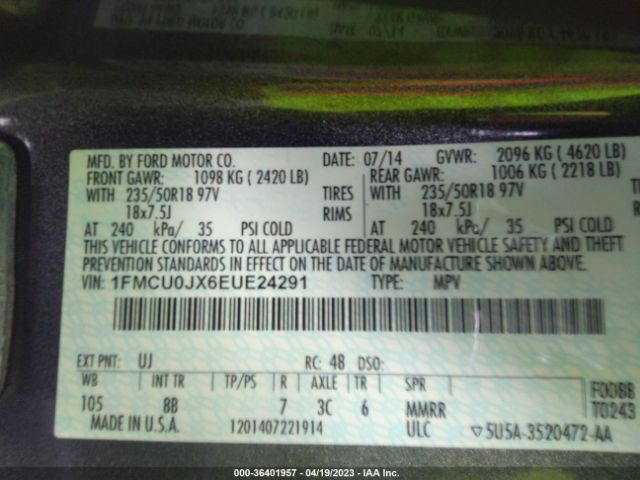 1FMCU0JX6EUE24291 Ford Escape Titanium
