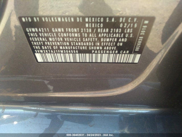 3VW2K7AJ1FM304556 Volkswagen Jetta Sedan 2.0l S