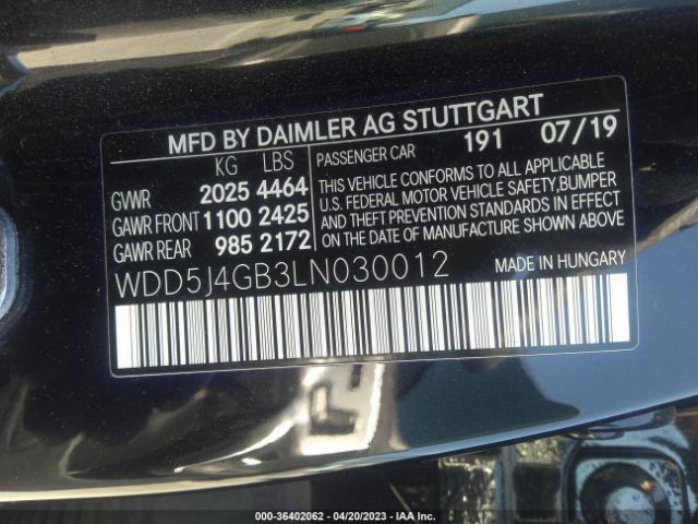 WDD5J4GB3LN030012 Mercedes-Benz Cla Cla 250