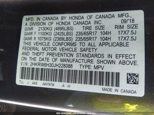 Honda CR-V LX 2018 2HKRW6H30JH228088 Image 10