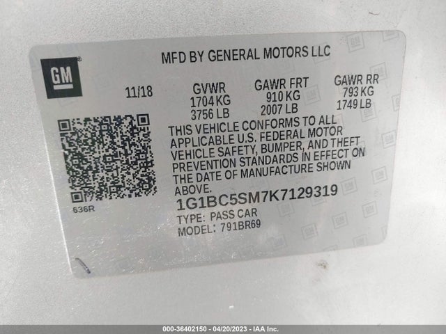 Chevrolet CRUZE LS 2019 1G1BC5SM7K7129319 Image 11