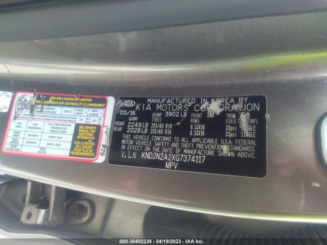 KNDJN2A2XG7374117 KIA Soul Base