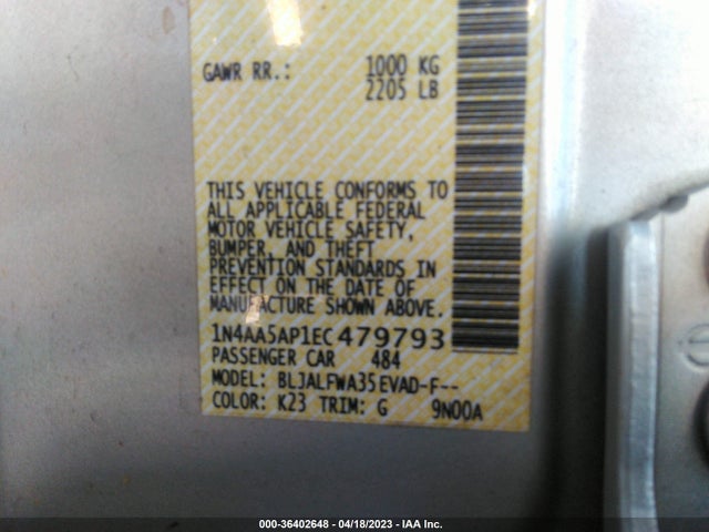 Nissan MAXIMA 3.5 2014 1N4AA5AP1EC479793 Image 10