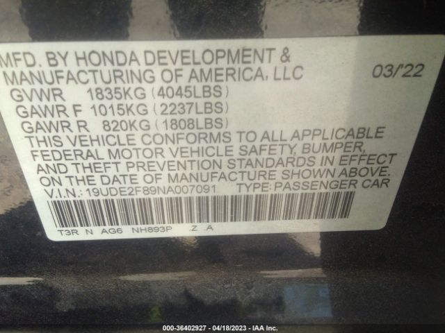 19UDE2F89NA007091 Acura Ilx Package