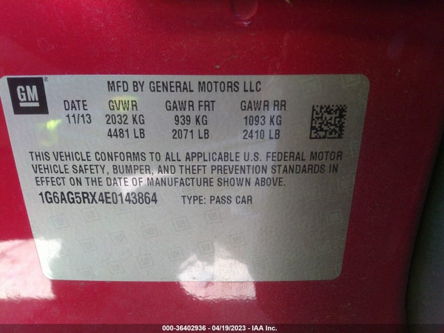 1G6AG5RX4E0143864 Cadillac Ats Standard Awd