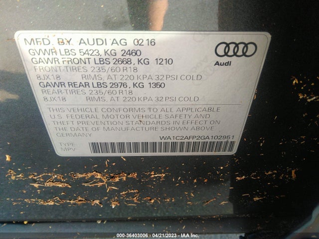 WA1C2AFP2GA102951 Audi Q5 PREMIUM