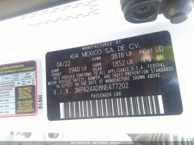 3KPA24AD8NE477202 KIA RIO LX