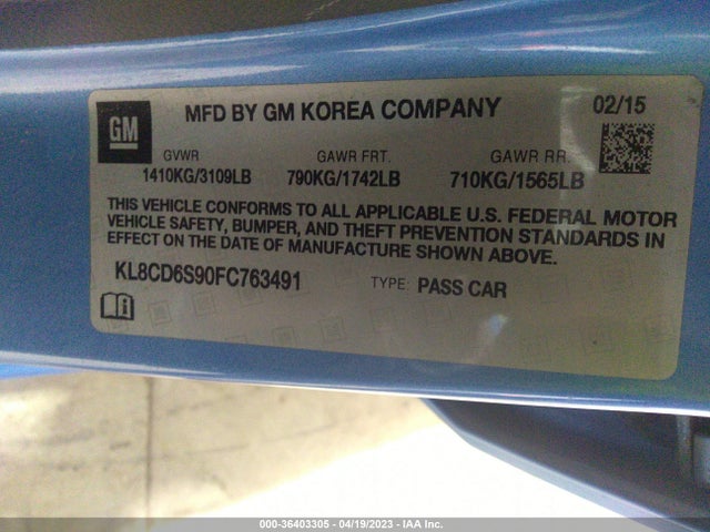Chevrolet Spark Lt 2015 KL8CD6S90FC763491 Image 10