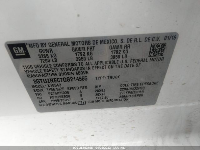 3GTU2NEC7GG214565 GMC Sierra 1500 Slt