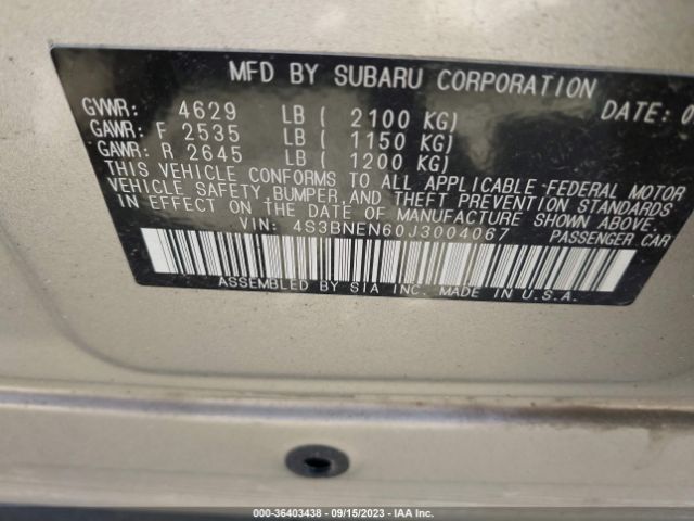 4S3BNEN60J3004067 Subaru Legacy Limited
