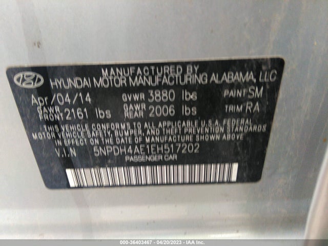 Hyundai ELANTRA SE 2014 5NPDH4AE1EH517202 Image 10