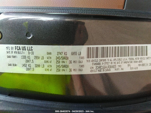Chrysler Pacifica Limited 2018 2C4RC1GG4JR364825 Image 9