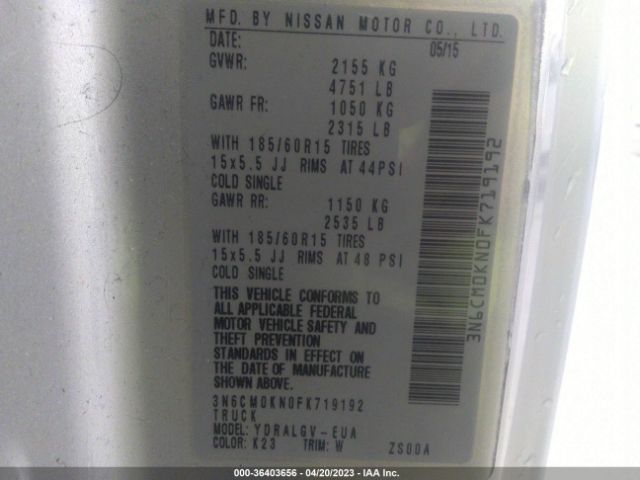 3N6CM0KN0FK719192 Nissan Nv200 S/sv