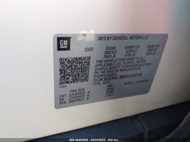 GMC YUKON DENALI 2021 1GKS2DKL3MR194210 Image 9