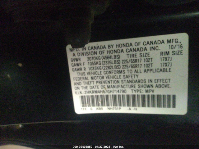Honda CR-V EX 2016 2HKRM4H57GH714790 Image 9
